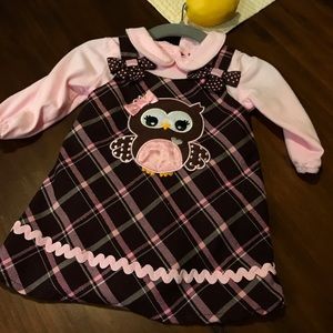 Baby dress with OWL! 6-9 months. Worn once!